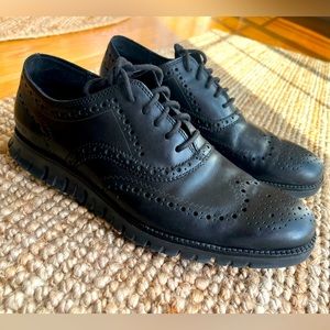 Men’s Cole Haan ZERØGRAND Wingtip Oxfords Black Leather Size 10.5